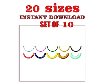 Borduurontwerp met halve cirkel satijnsteek: omtrekset halve cirkel (digitale download)