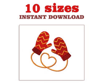 Borduurontwerp winterwanten: mini-machineborduurwerk (digitaal bestand)