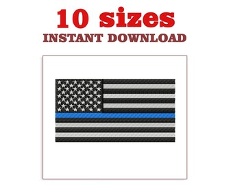 American Police Flag Embroidery Design: Machine Embroidery File (Instant Download)