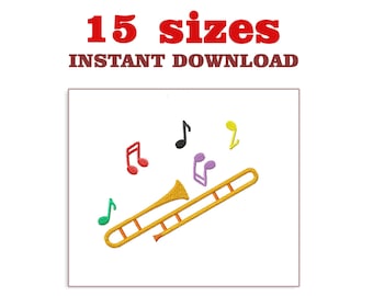 Trombone Embroidery Design: Mini Musical Instrument (Instant Download)