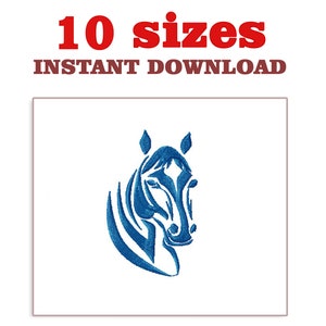 Horse Head Embroidery Design: Outline Machine Embroidery (Digital Download)
