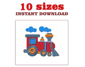 Locomotive Embroidery Design: Mini Train Machine Embroidery (Digital Download)