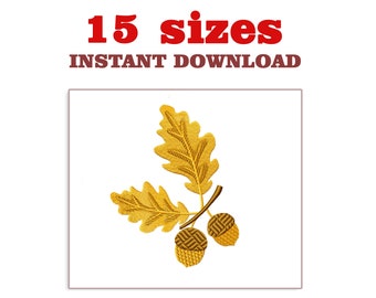 Oak Leaves and Acorns Embroidery Design (Digital Download)