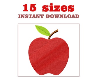 Diseño de bordado de manzana: Bordado a máquina (Descarga digital)