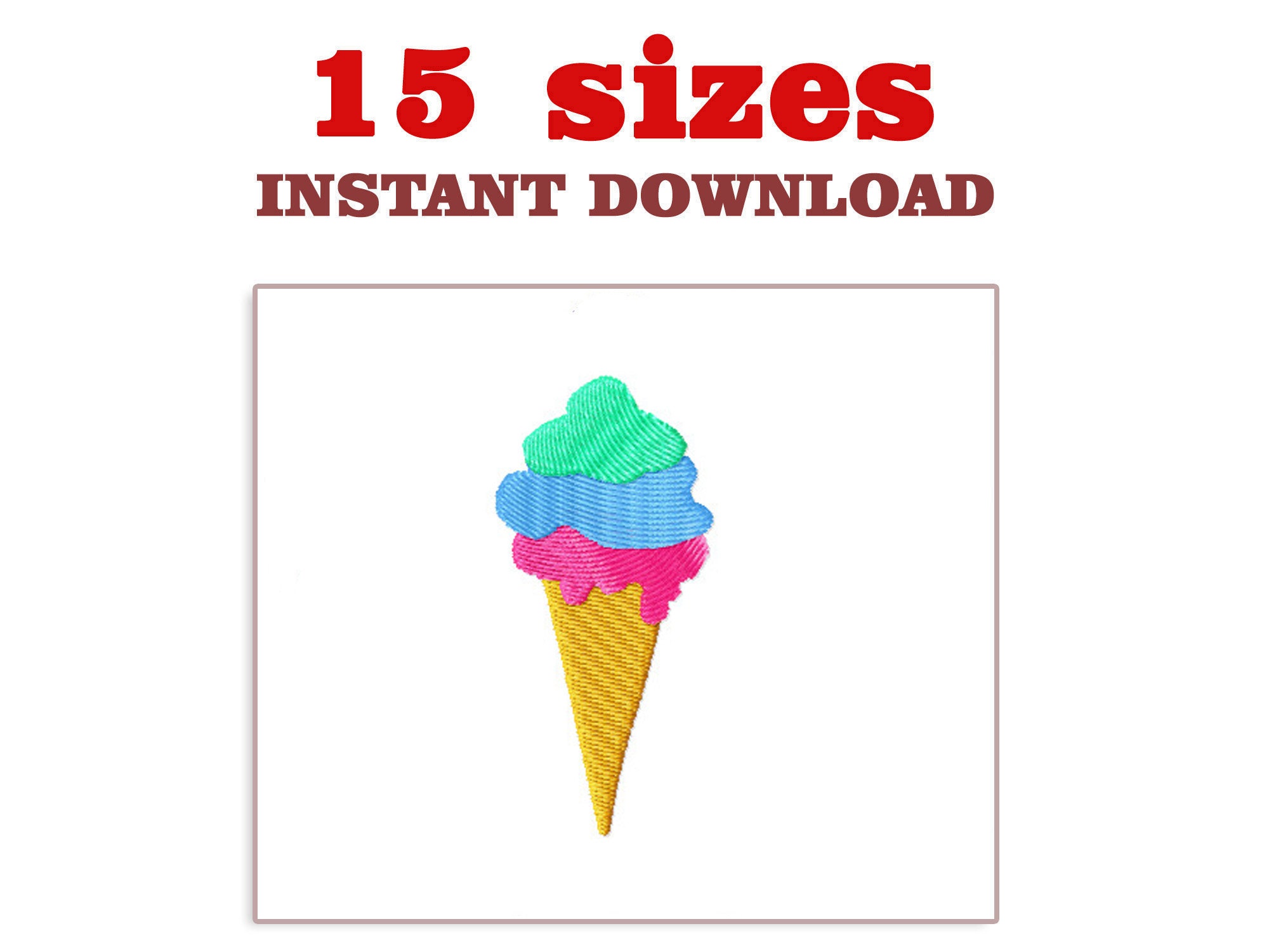 Ice Cream Cone Embroidery Design File Ice Cream Machine Etsy