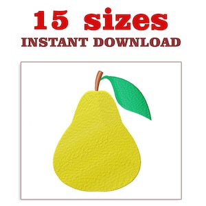 Pear Embroidery Design: Fruit Machine Embroidery (Digital Download)