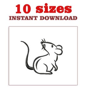 Könnte beinhalten: Eine Schwarzweiß-Zeichnung einer Maus. Die Maus schaut nach oben und hat einen langen Schwanz.