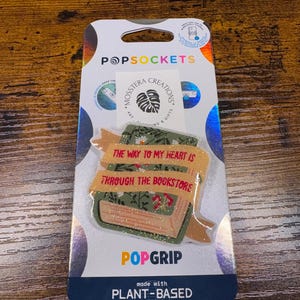 Bookish Cute Pop Socket Phone Grip for Cell phone or Kindle - the way to my heart is through the bookstore