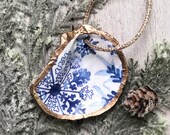 Oyster Shell Christmas Ornament, snowflakes, Christmas tree, holiday decor, holiday party, coastal living, beach house, gift for her