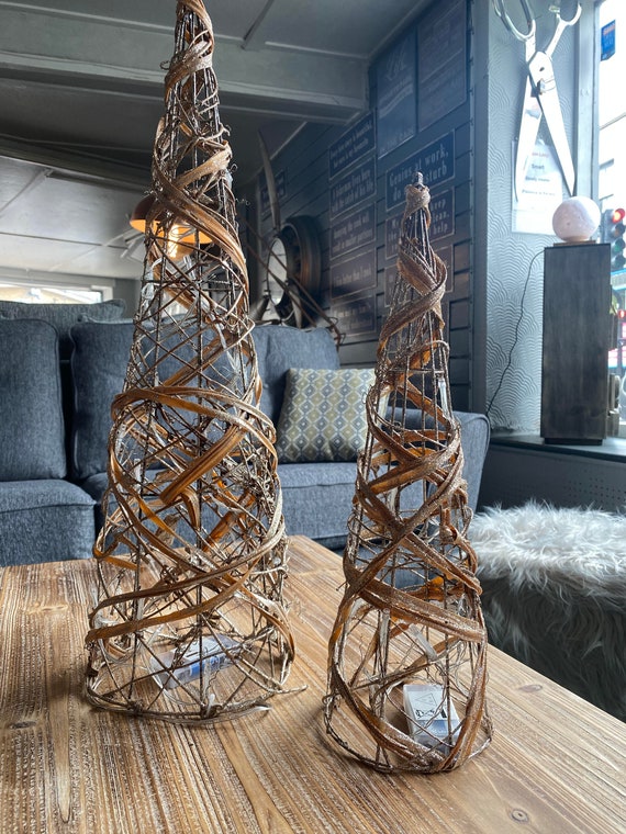 Beautiful Rattan Cone Tree With Lights Small or Large Size Etsy UK