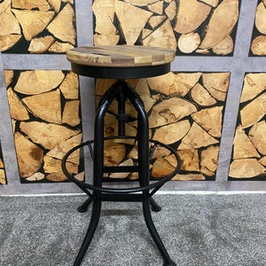 Cool Stool Reclaimed Wood & Metal Adjustable Height Stool