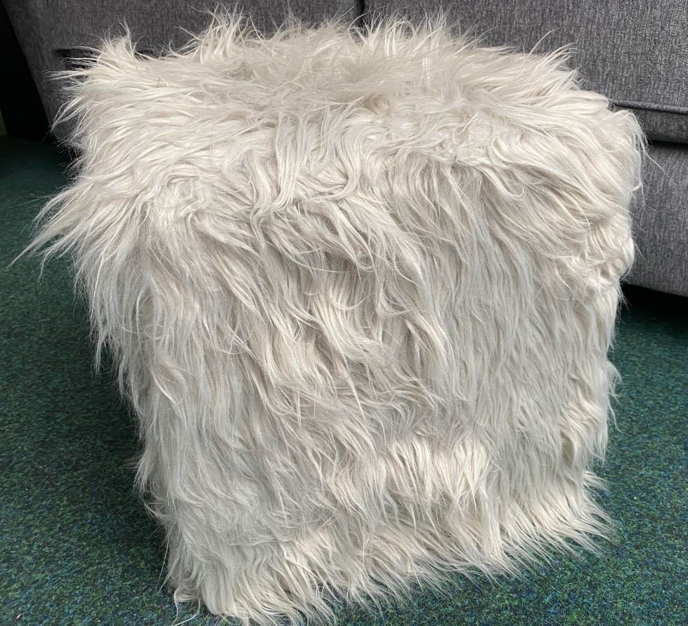 Small white 2024 fluffy stool