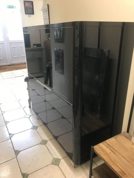 Modern Black or White Gloss 4 Door Cabinet