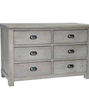 Recycled Pine Weathered Ash 6 Drawer Wide Chest or 6 Drawer Tall Chest