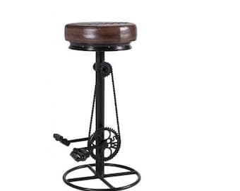 Iron & Leather Bar Bicycle Stool