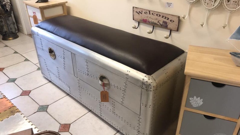Aviator Style Bench With Drawers - Etsy