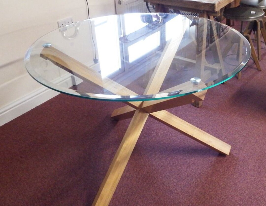 Round Dining Table With Oak Legs Etsy