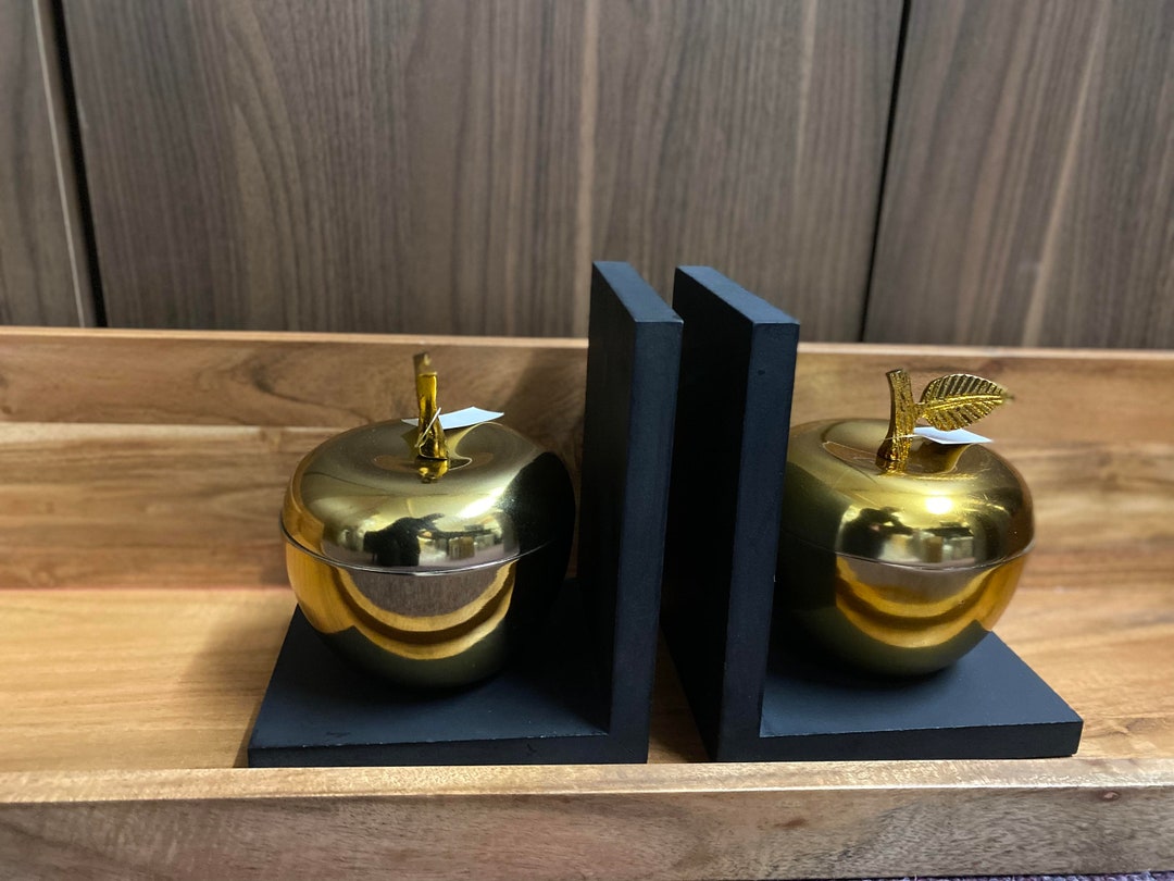 Gold Finish Apple Bookends With Removable Lid - Etsy