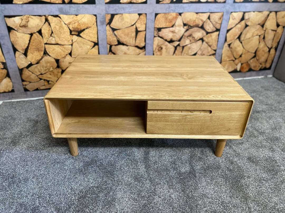 Picture of Oak Coffee Table With Drawer - Etsy