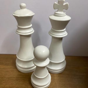 Decorative White Large Chess King, Queen or Pawn Piece