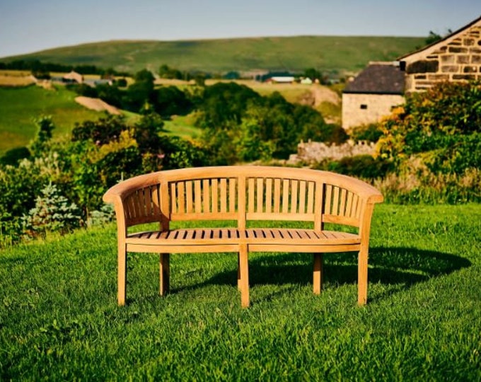 Solid Teak 160 Cm Peanut Garden Bench Etsy