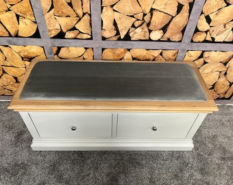 Beautiful Bench with 2 Drawers Plush Fabric Seat