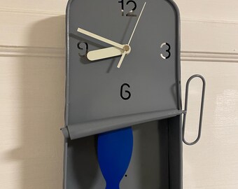 Alba Laser Products Small Round Blue Acrylic Wall Clock – 14cm, Silent Quartz Movement