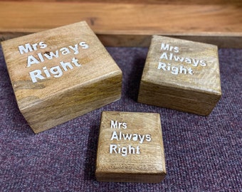 Set of 3 Mrs. Always Right Mango Boxes