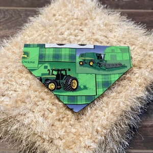 Dog Collar Bandana/Cat Collar Bandana/John Deere/Tractors/Plaid/Gift for Pet/Over the Collar Bandana/Slide on Bandana/Dog Scarf/Cat Scarf