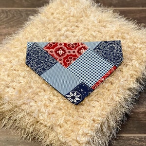 Dog Collar Bandana/ Cat Collar Bandana/ Gingham Check/ Gift for Pets/ Over the Collar Bandana/ Slide on Bandana/ Dog Scarf/ Cat Scarf