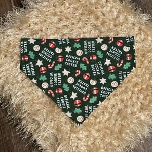 Dog Collar Bandana/Cat Collar Bandana/Christmas/Cookie Taster/Gift for Pet/Over the Collar Bandana/Slide on Bandana/Dog Scarf/Cat Scarf
