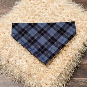 Dog Collar Bandana/Cat Collar Bandana/Blue and Black Plaid/Gift for Pet/Over the Collar Bandana/Slide on Bandana/Dog Scarf/Cat Scarf