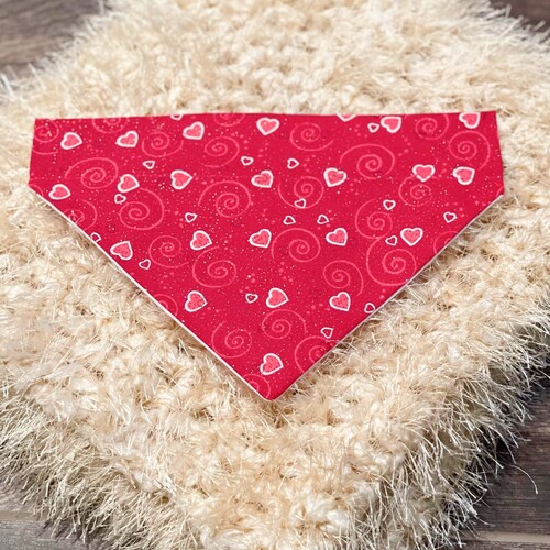 Pink Hearts Valentine's Day Dog Over the Collar Bandana / Etsy