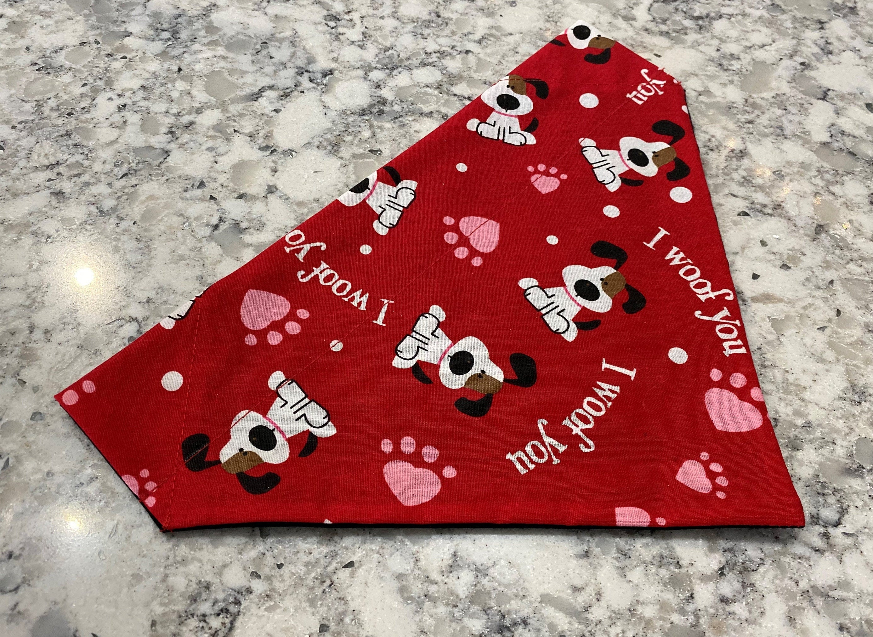 Dog Collar Bandana/ Valentine's Day/ Hearts/ I Woof You/ Etsy