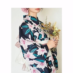 New Women&#39;s Yukata, Bule, lily, Summer Kimono, Women, Yukata