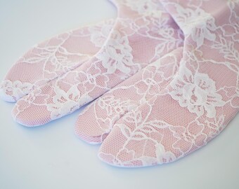 New Women Kimono Tabi, Kimono Socks, Lace Tabi Socks, Light Pink Floral Japanese Kimono Socks