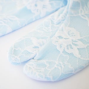 New Women Kimono Tabi, Kimono Socks, Lace Tabi Socks, Light Blue Floral Japanese Kimono Socks