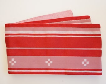 Japanese Kimono Obi Belt, Yukata Obi Belt, Reversible, Red and Light red