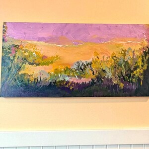Spring Meadow - Original Acrylic 24×12 inch Painting | Sealed with a glossy finish image 1