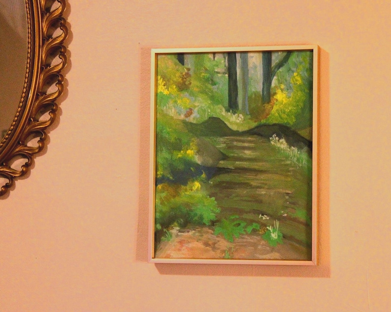 Verdant Forest Landscape – Original 11x14in Gouache Painting Wall Art, Hand-Painted Nature Decor, Unframed image 6