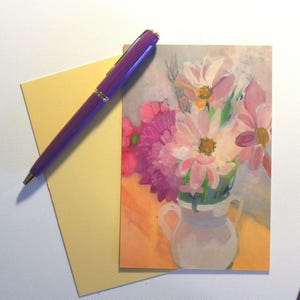 Postal floral de primavera - 4 x 6 pulgadas, acuarela, lista para enviar por correo o enmarcar - Perfecta para decoración, tarjetas de felicitación; acabado brillante de una sola cara