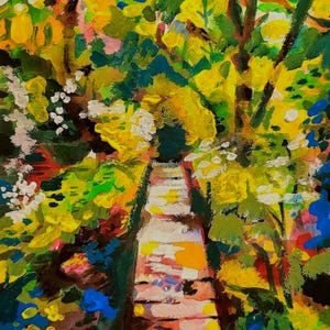 Abstract Landscape 5x7in Greeting Card: Floral Gouache Art Print, Envelope included! image 6
