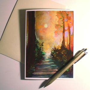 Golden Memories-wenskaart Glinsterende envelop INBEGREPEN / Originele kunstprint met satijnen afwerking / Blanco Moederdagkaart of herdenkingskaart