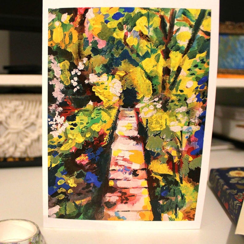 Abstract Landscape 5x7in Greeting Card: Floral Gouache Art Print, Envelope included! image 8