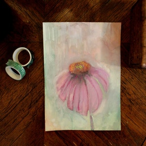 Original Floral Gouache Painting: Pastel Botanical Wall Art (5x7in)
