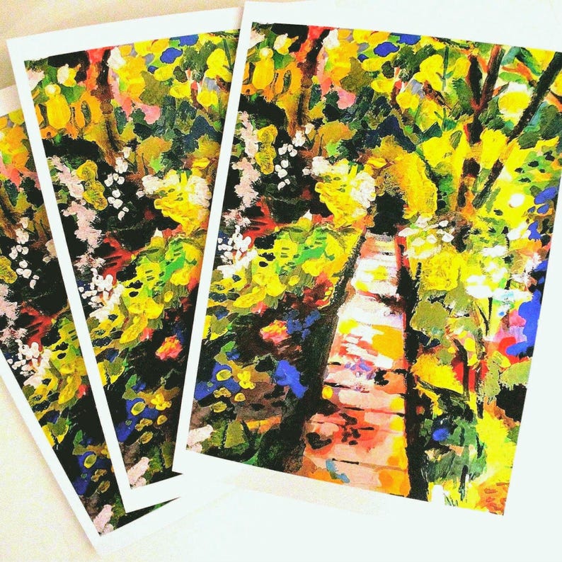 Abstract Landscape 5x7in Greeting Card: Floral Gouache Art Print, Envelope included! image 5