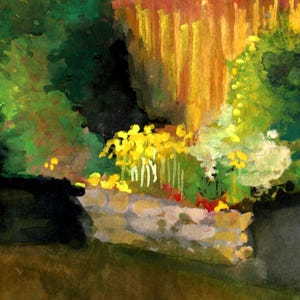 Rustic Barn Gouache Painting: Farmhouse Garden Wall Art (7x10 Inch) image 3