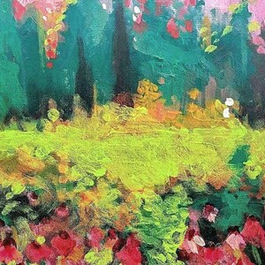 Garden Meadow Painting - 9x12 inch Original Acrylic on Canvas image 3