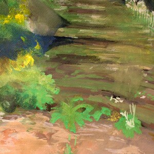 Verdant Forest Landscape – Original 11x14in Gouache Painting Wall Art, Hand-Painted Nature Decor, Unframed image 4