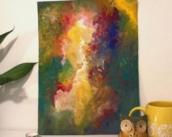 Original Abstract Gouache Painting  "Garden Walk" (12x16in) | Floral Wall Art, Handmade Decor, One-of-a-Kind Artwork
